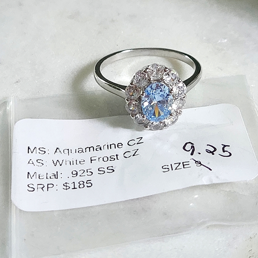 NWT Ryze Aquamarine Cubic Zirconia .925 Sterling Silver Ring - Multiple Sizes - Picture 3 of 10